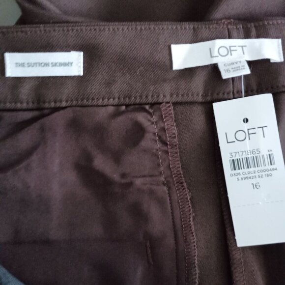 Ann Taylor LOFT Pants 16 Brown Sutton Skinny Curvy Fit Stretch Flat Front NWT - Picture 4 of 9